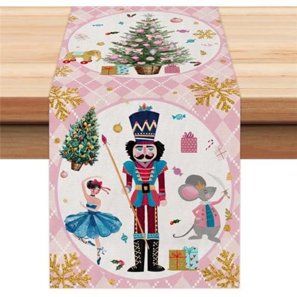 Nutcracker Table Runner Christmas Decor Holiday Decoration Decorative Cloth 72" - Picture 1 of 15
